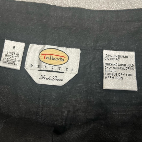 [6P]Talbots Charcoal Irish Linen Crop Pants Capris Drawstring Zip NWOT - Picture 3 of 10